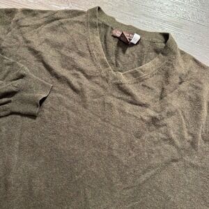 Chatham Road Sweater Mens XL Green Cotton Cashmere V Neck Pullover Heritage